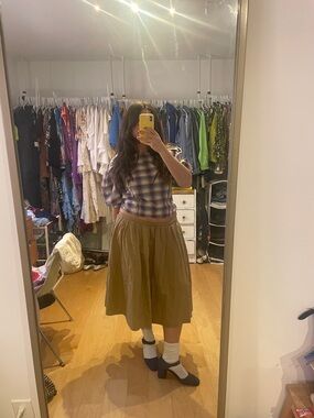 Zara Plaid Puff Sleeve Top